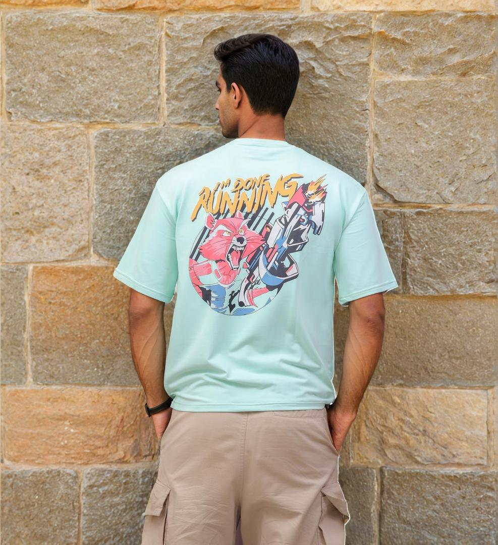 Front & Back print Oversized T-shirt Green