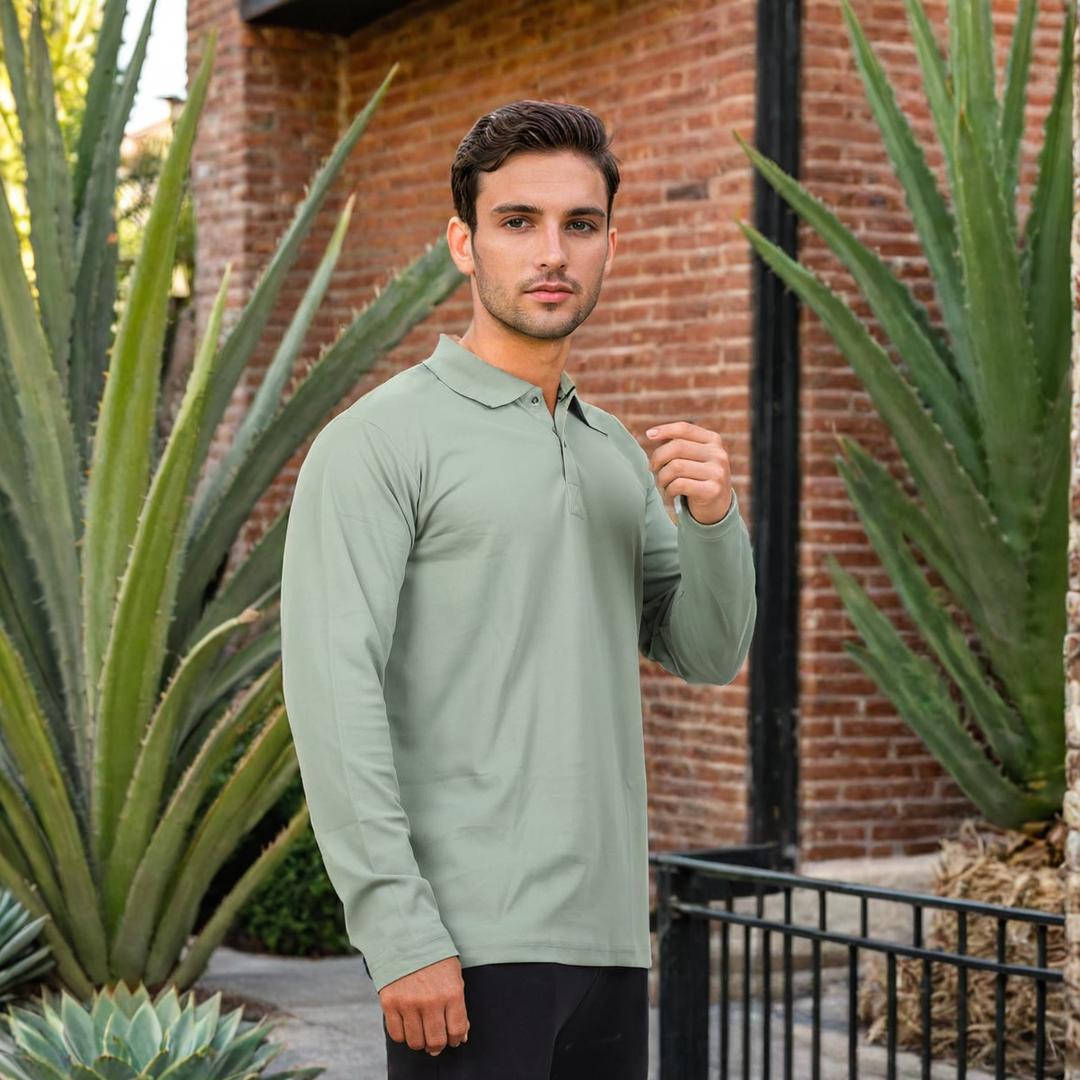 Men Polo T-Shirt Full Sleeves Pista Green