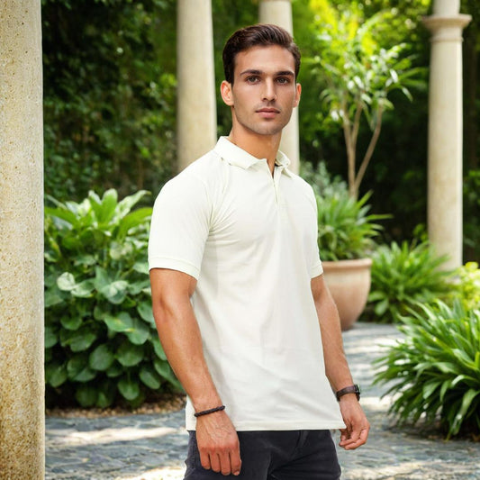 Men Polo T-Shirt Half Sleeves Lemon