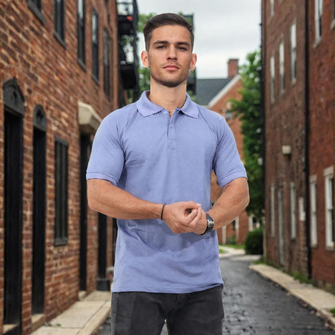 Men Polo T-Shirt Half Sleeves Blue