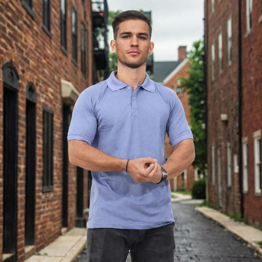 Men Polo T-Shirt Half Sleeves Blue