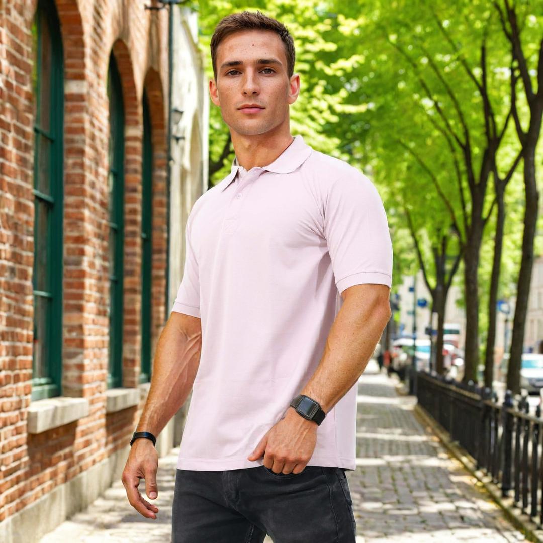 Men Polo T-Shirt Half Sleeves Lavendar