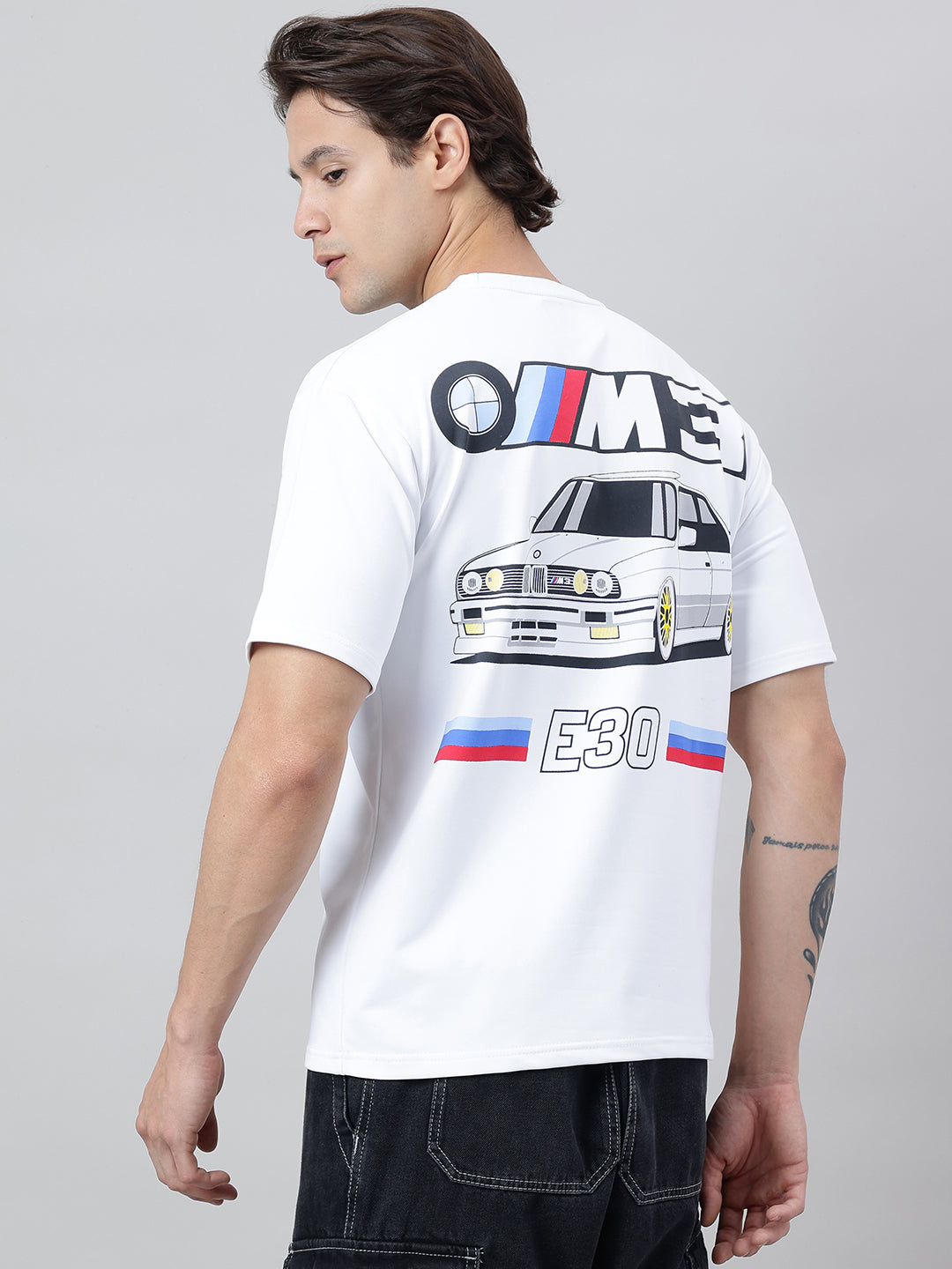 Drift E30 Premium Oversized Unisex T-shirt | 240 GSM Imported Looper | White
