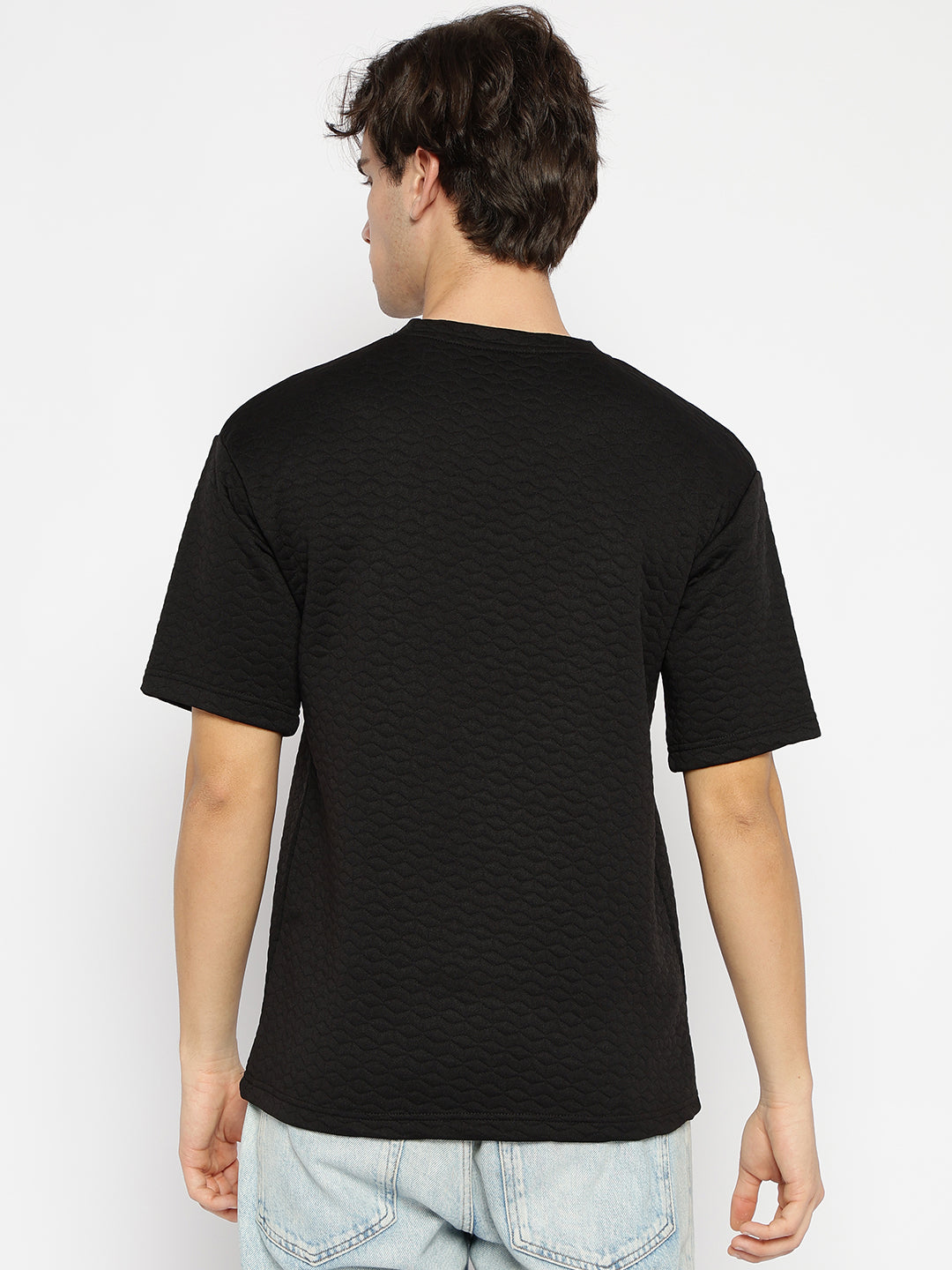 Men Textured oversized T-shirt Black