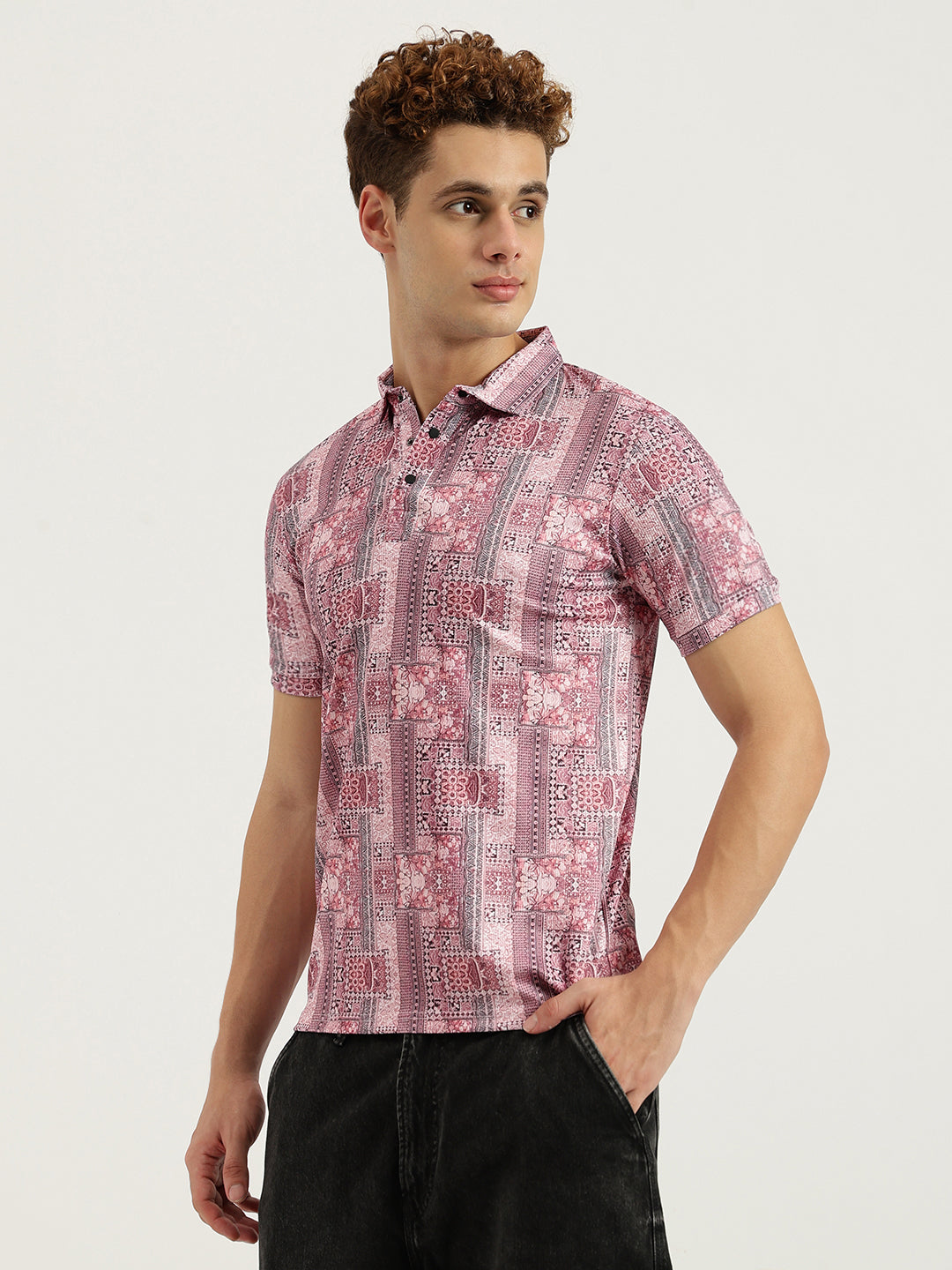 Printed 3 Button Polo T-shirt for Men