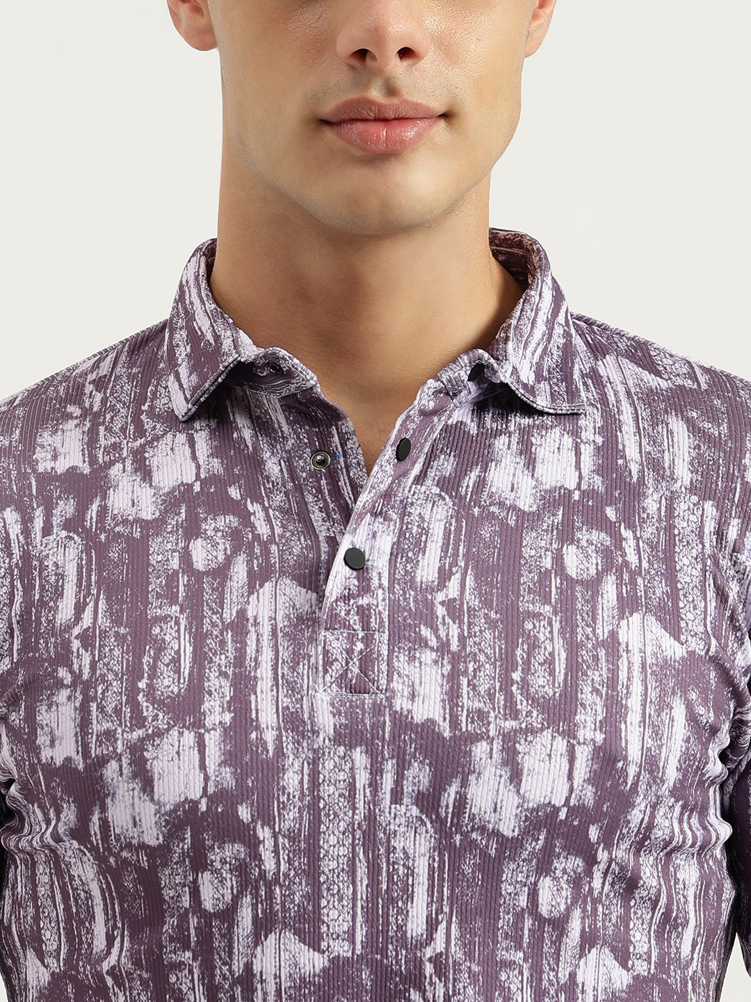 Printed 3 Button Polo T-shirt for Men Black