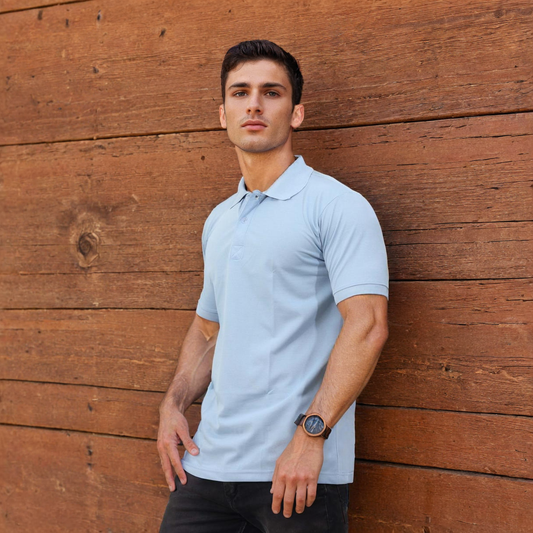 Men Polo T-Shirt Half Sleeves Sky