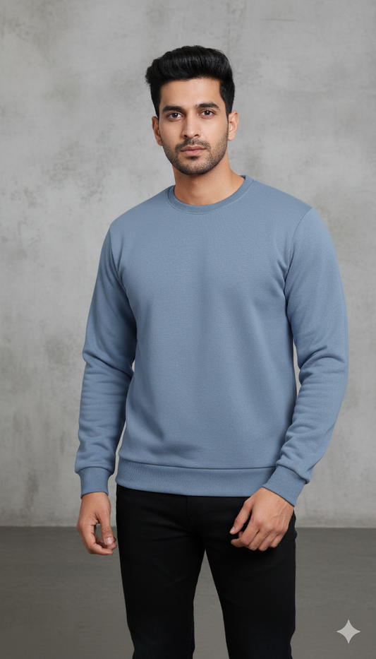 Men’s Solid Sweatshirt | Heavy 3-Thread Winter Sweatshirt | Warm & Comfortable