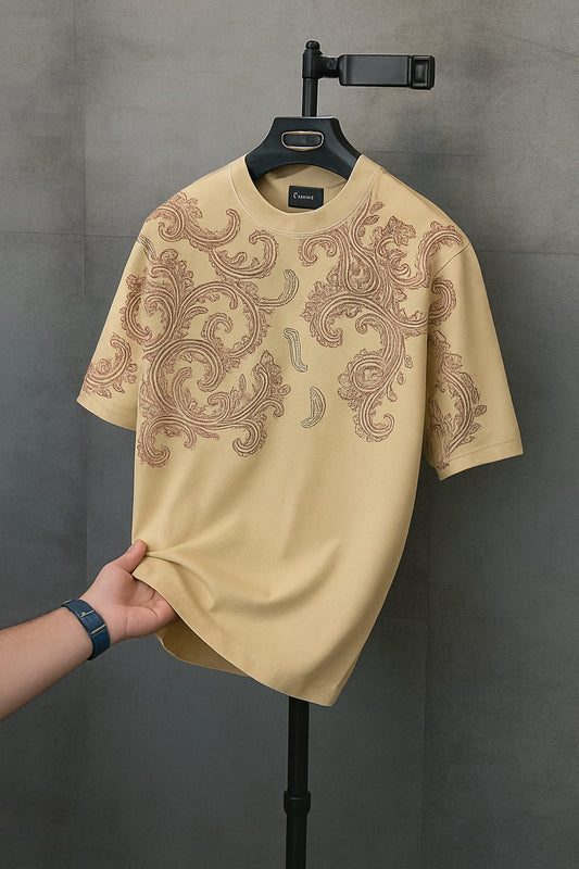 Premium Oversized Unisex T-shirt | 240 GSM French Terry | Cream