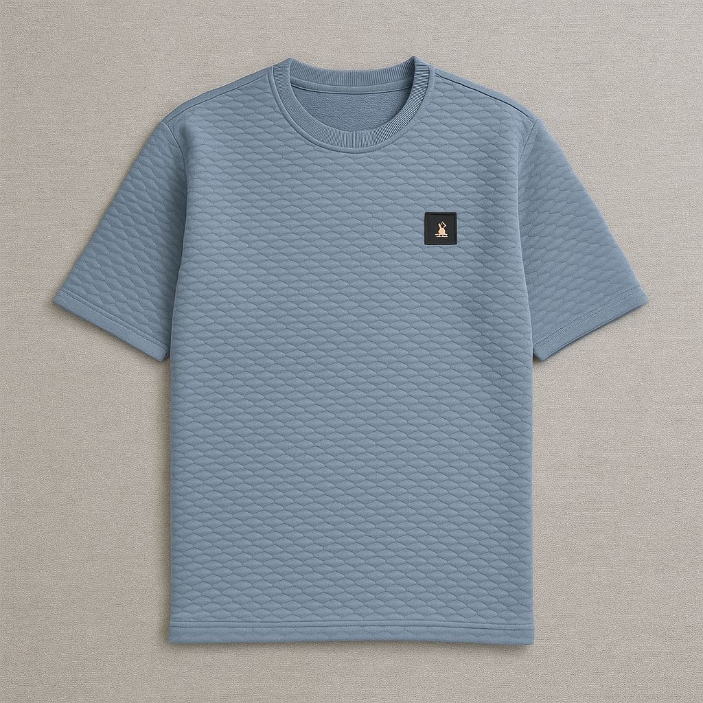 Men Textured oversized T-shirt Blue