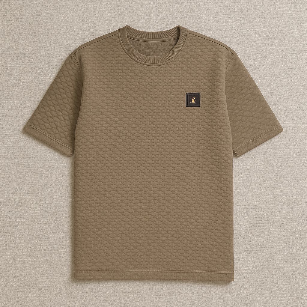 Men Textured oversized T-shirt Brown
