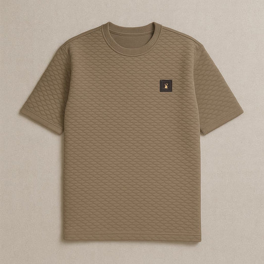 Men Textured oversized T-shirt Brown