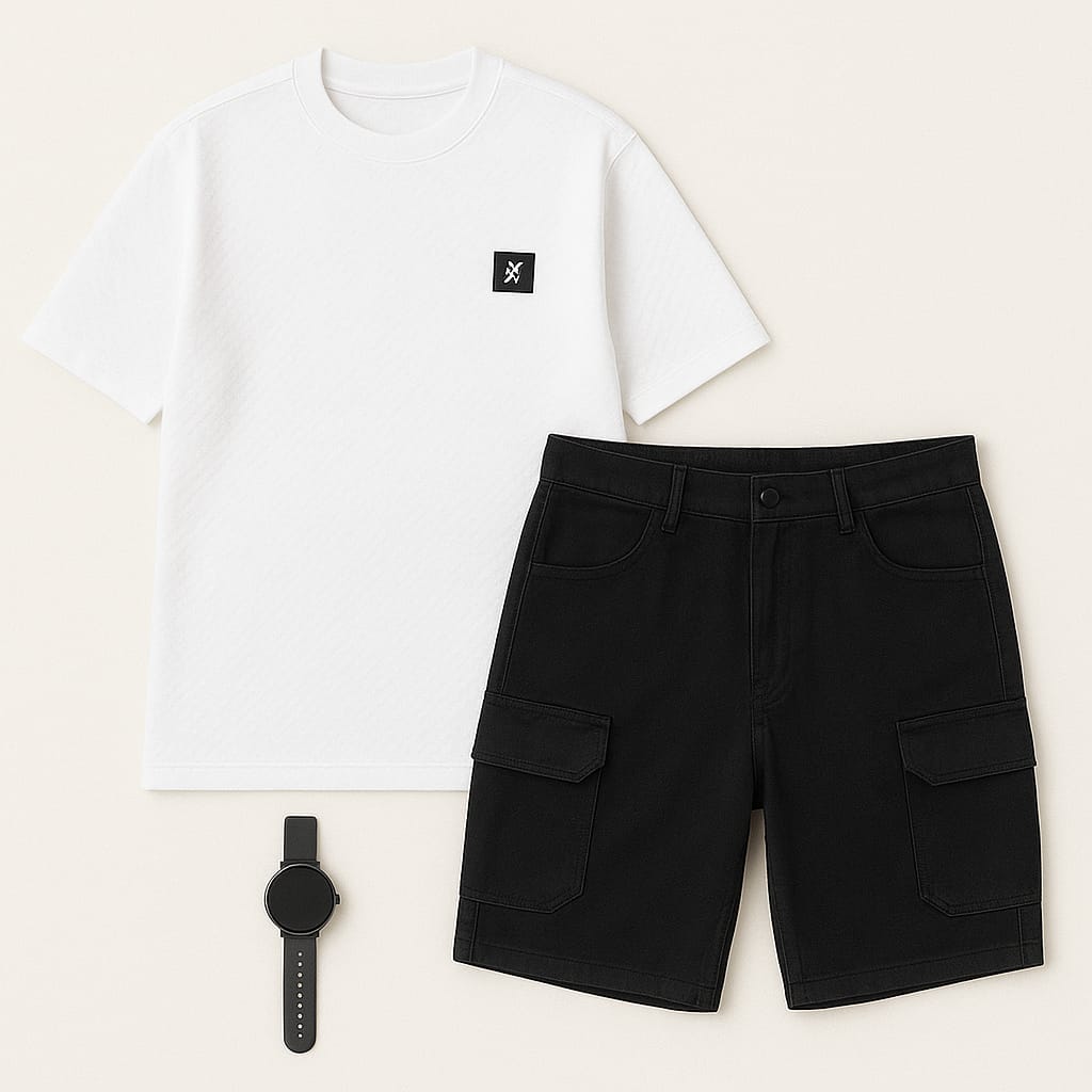 Men Textured oversized T-shirt White