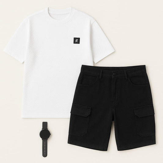 Men Textured oversized T-shirt White