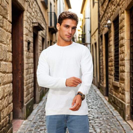 Textured Full Sleeves T-Shirt White