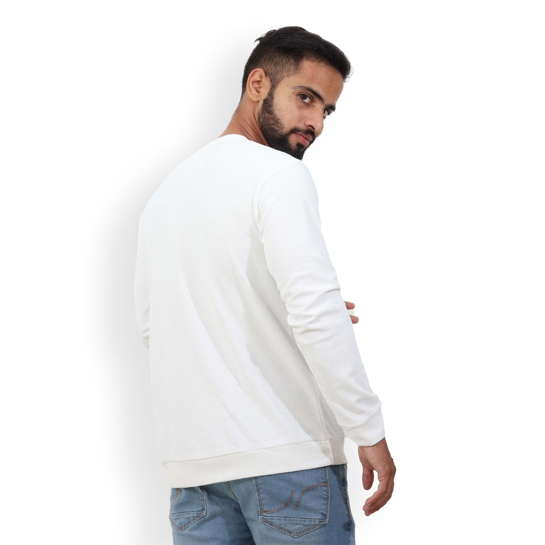 Textured Full Sleeves T-Shirt White