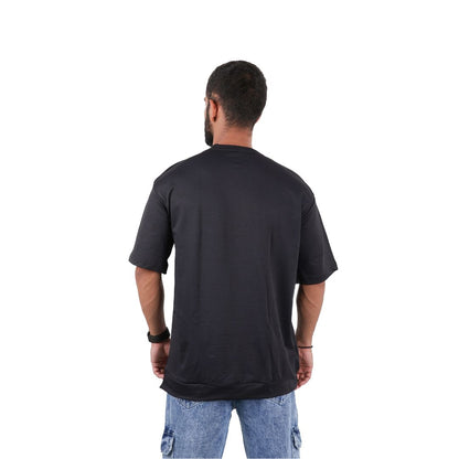 Men Solid Oversized T-shirt Black