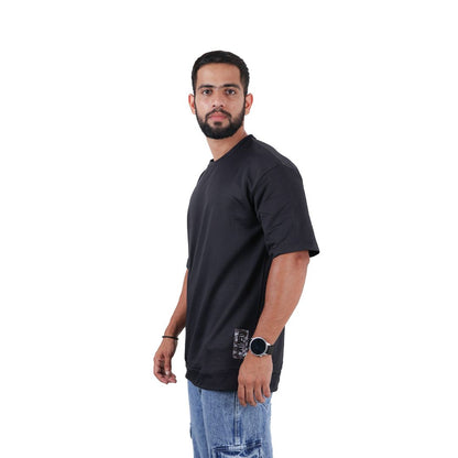 Men Solid Oversized T-shirt Black