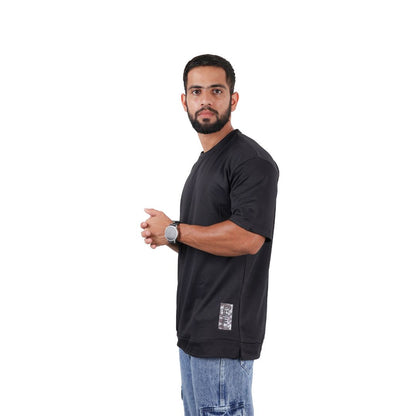 Men Solid Oversized T-shirt Black
