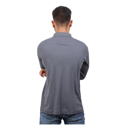 Men Polo T-Shirt Full Sleeves Dark Grey