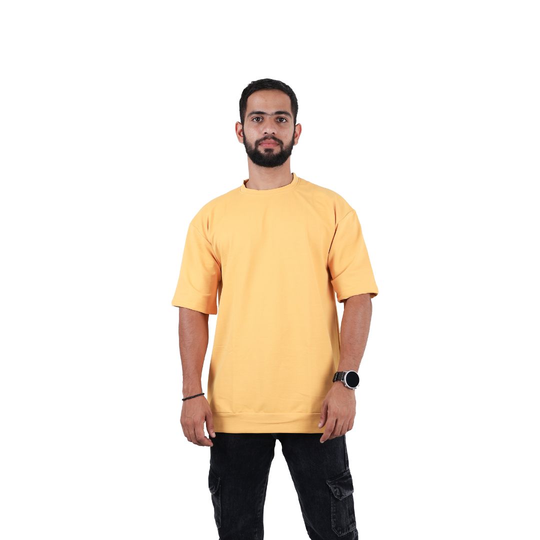 Men Solid Oversized T-shirt Yellow
