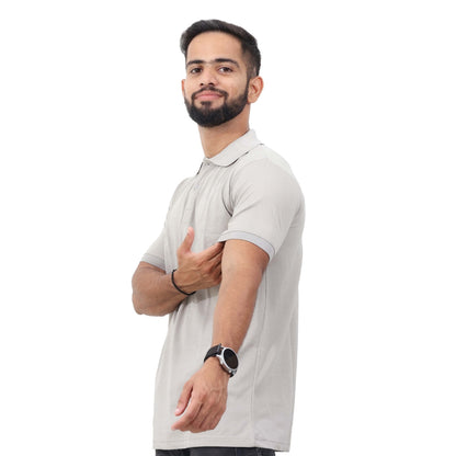 Men Polo T-Shirt Half Sleeves Grey