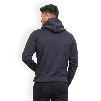 Men Solid Regular Fit Hoodie Black