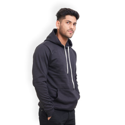 Men Solid Regular Fit Hoodie Black