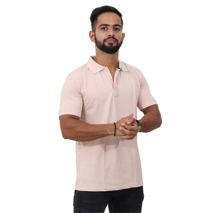 Men Polo T-Shirt Half Sleeves Pink