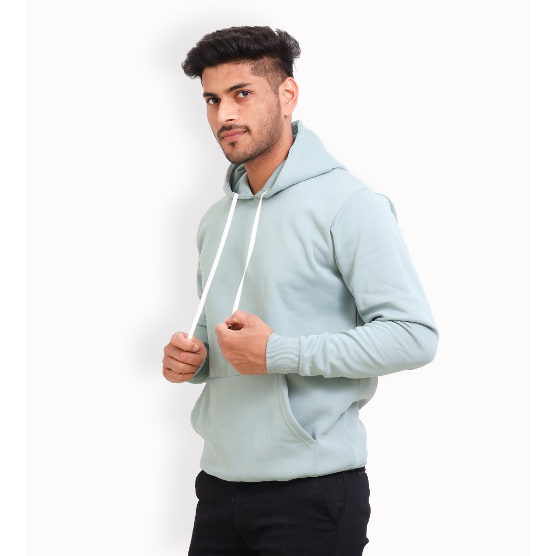 Men Solid Regular Fit Hoodie Green