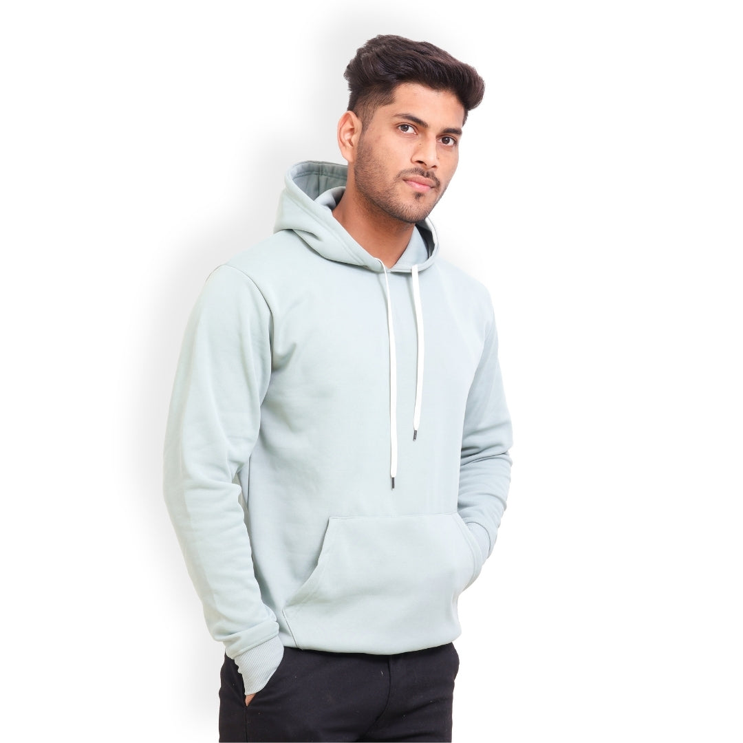 Men Solid Regular Fit Hoodie Green