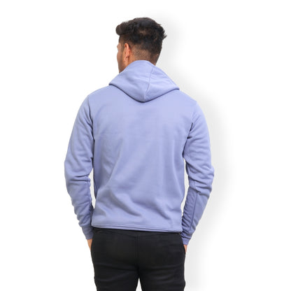 Men Solid Regular Fit Hoodie Blue