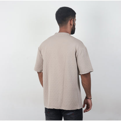 Men Textured oversized T-shirt Beige