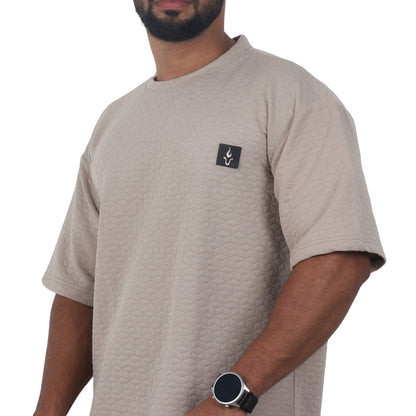 Men Textured oversized T-shirt Beige