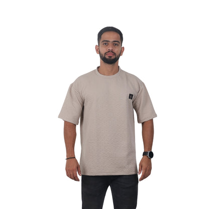 Men Textured oversized T-shirt Beige