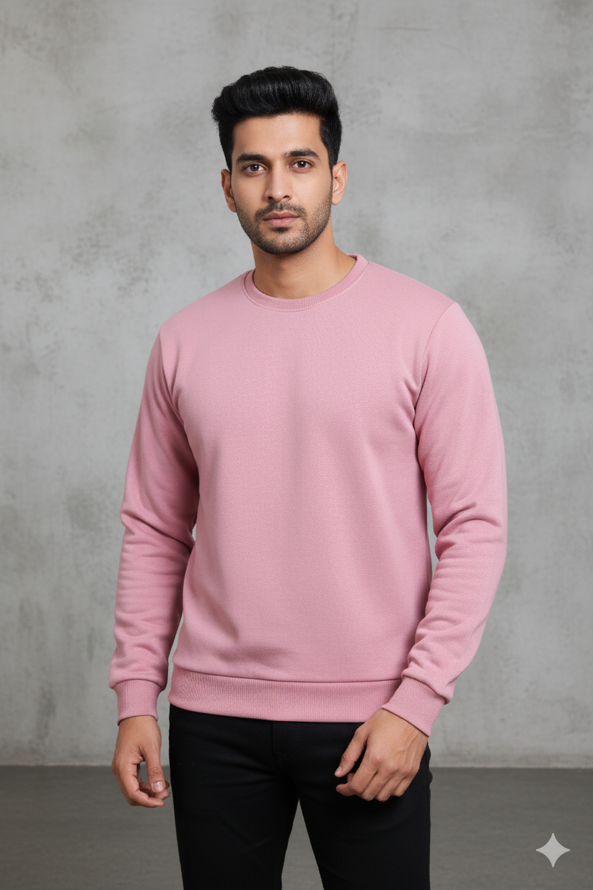 Men’s Solid Sweatshirt | Heavy 3-Thread Winter Sweatshirt | Warm & Comfortable