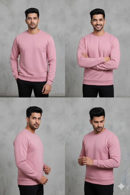 Men’s Solid Sweatshirt | Heavy 3-Thread Winter Sweatshirt | Warm & Comfortable
