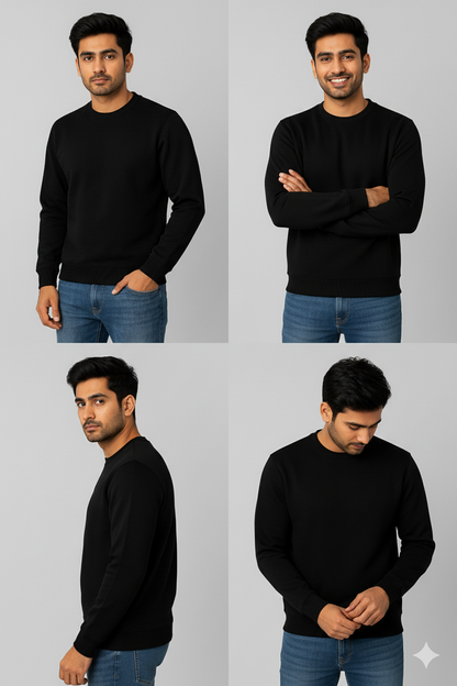 Men’s Solid Sweatshirt | Heavy 3-Thread Winter Sweatshirt | Warm & Comfortable
