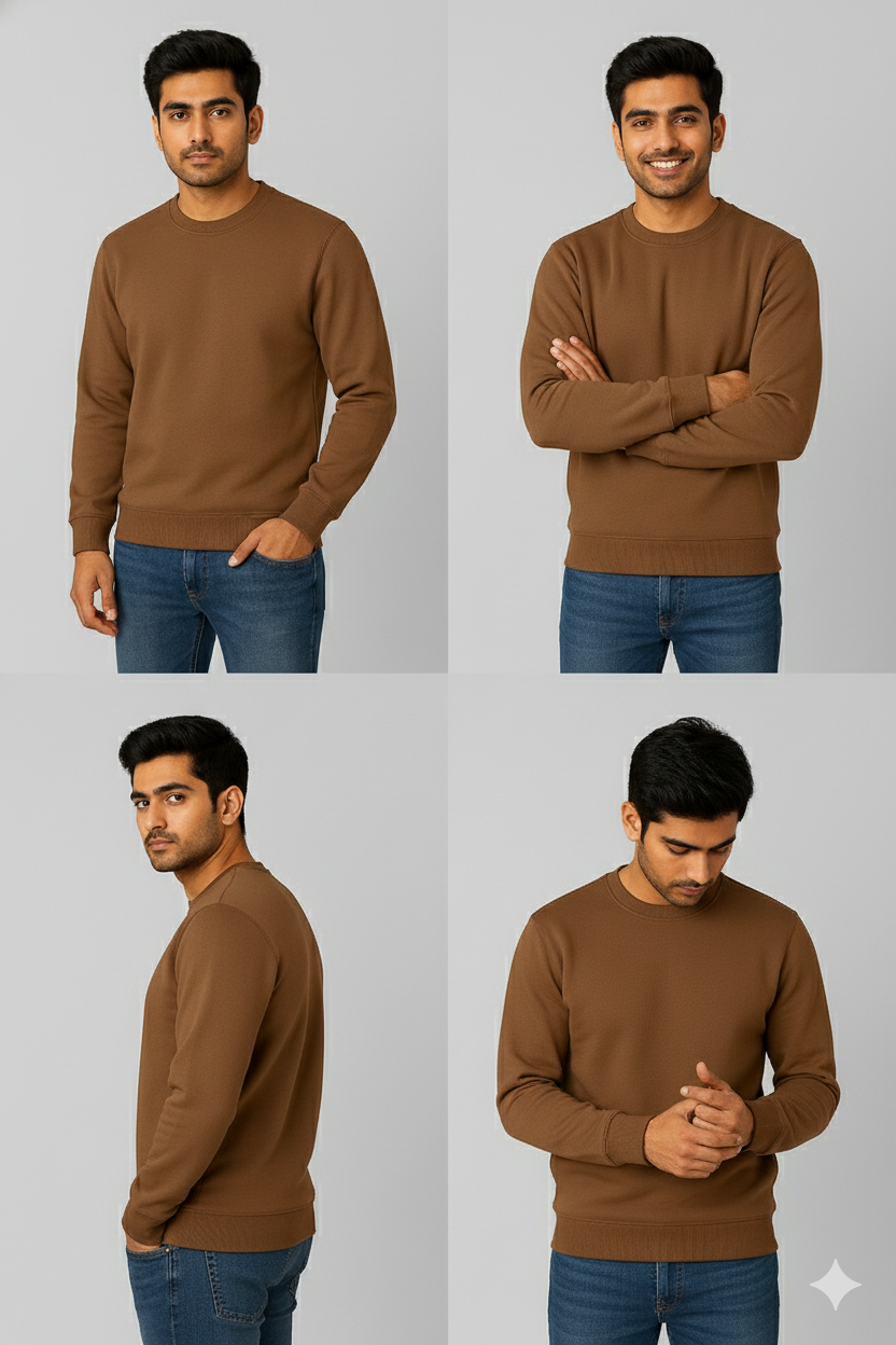 Men’s Solid Sweatshirt | Heavy 3-Thread Winter Sweatshirt | Warm & Comfortable