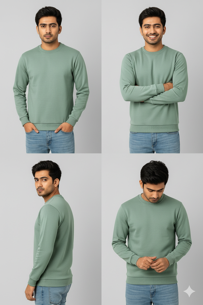 Men’s Solid Sweatshirt | Heavy 3-Thread Winter Sweatshirt | Warm & Comfortable