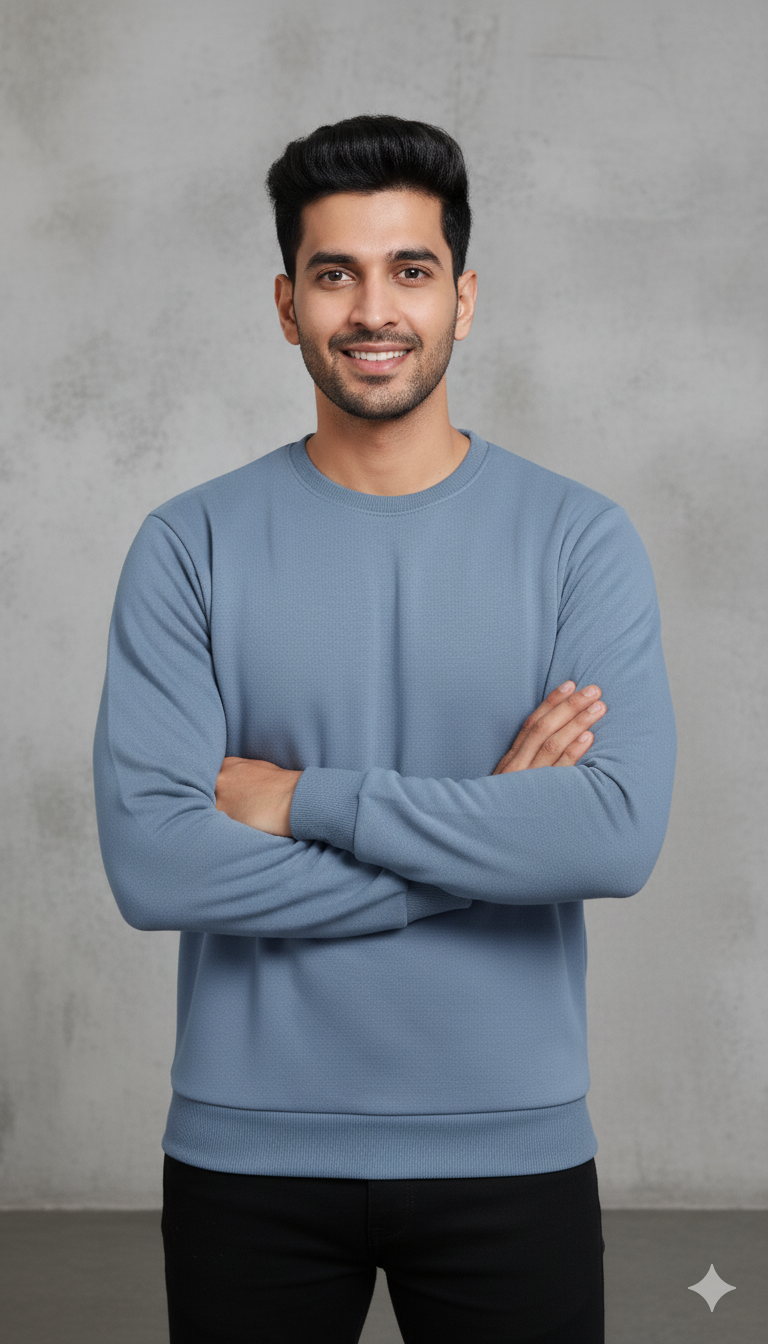 Men’s Solid Sweatshirt | Heavy 3-Thread Winter Sweatshirt | Warm & Comfortable