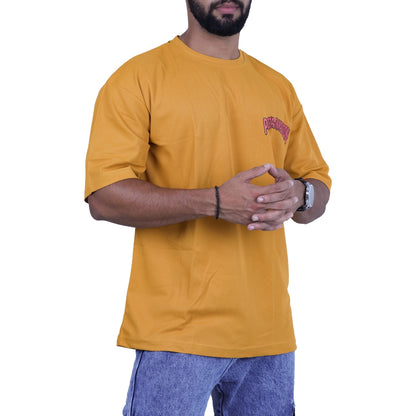 Yellow Pizza Invasion Back Print Oversized T-shirt