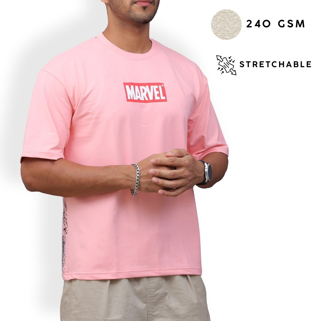 Spiderman Front & Back print Oversized T-shirt Pink