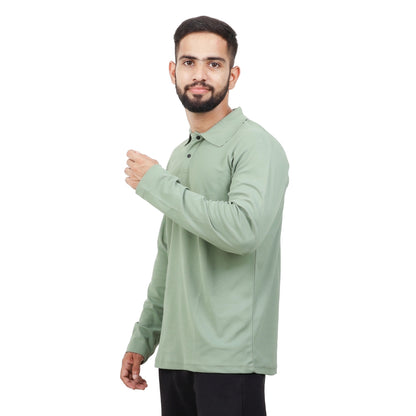 Men Polo T-Shirt Full Sleeves Pista Green