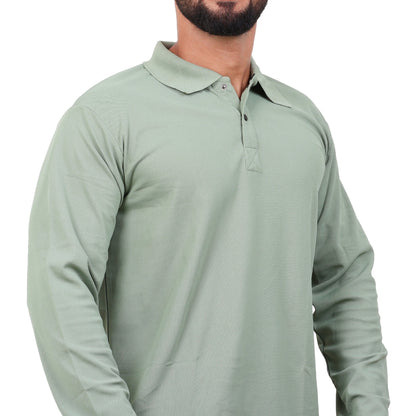 Men Polo T-Shirt Full Sleeves Pista Green