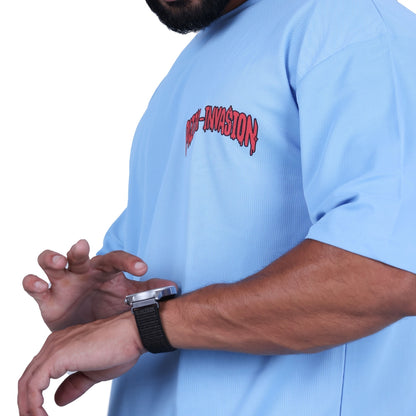 Sky Pizza Invasion Back Print Oversized T-shirt