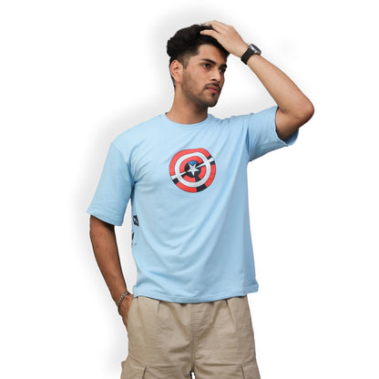 Front & Back print Oversized T-shirt Blue