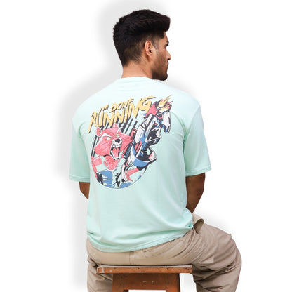 Front & Back print Oversized T-shirt Green