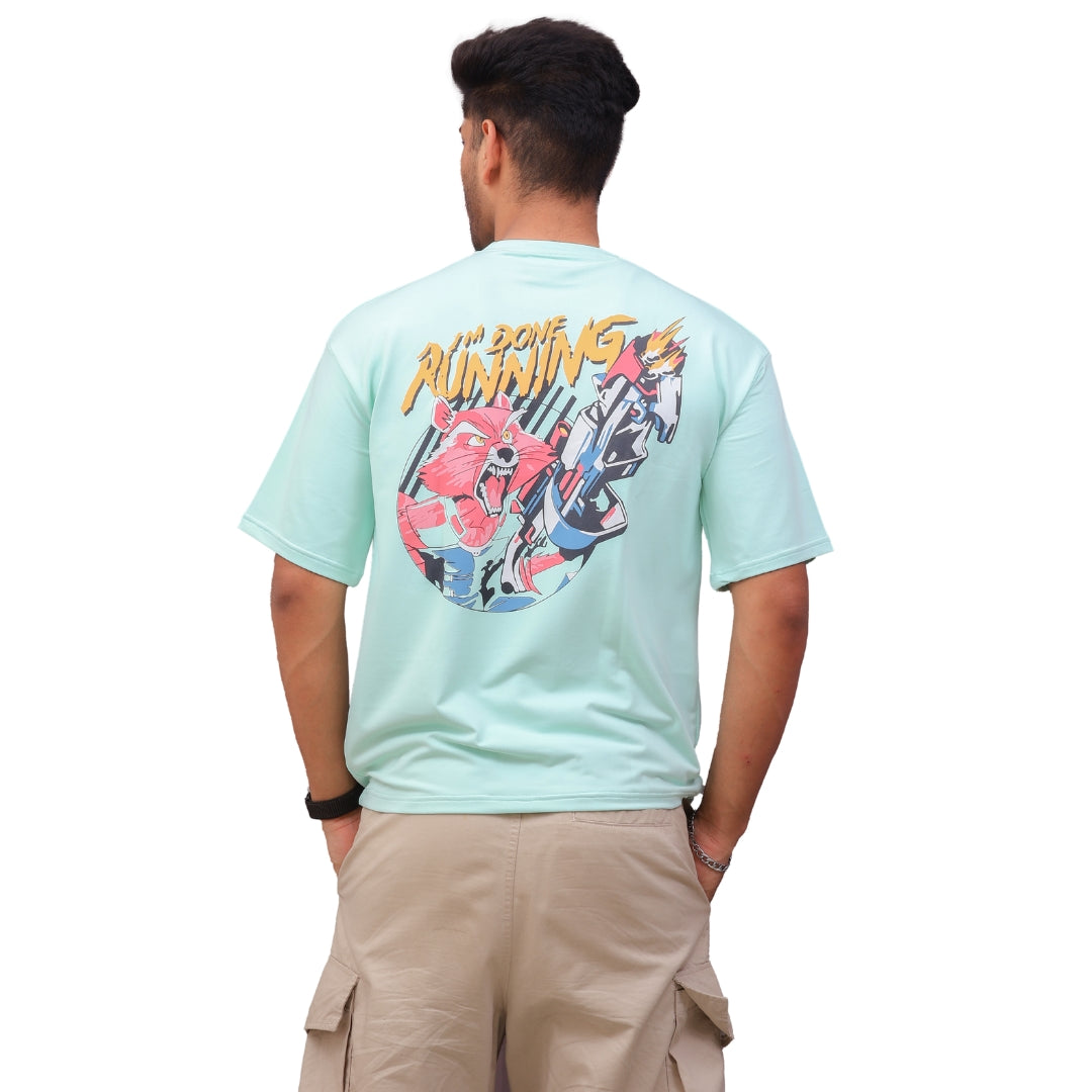 Front & Back print Oversized T-shirt Green