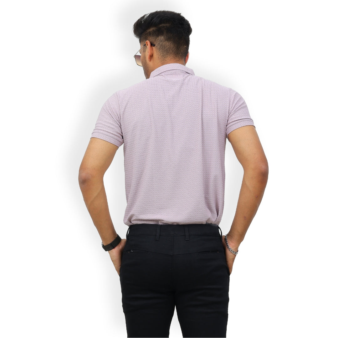 Textured Polo T-shirt for Men Lavender